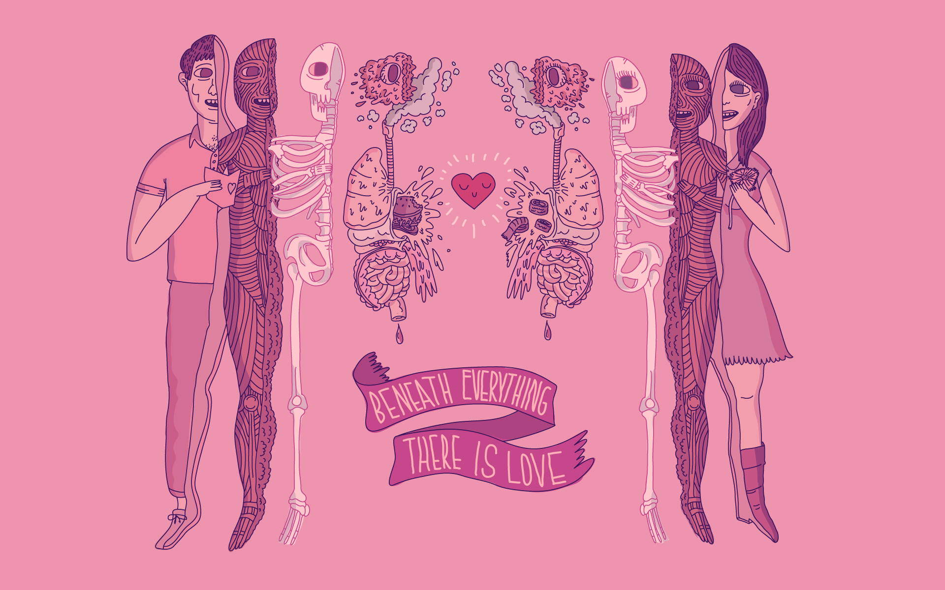 Weird Love In Pink Wallpaper