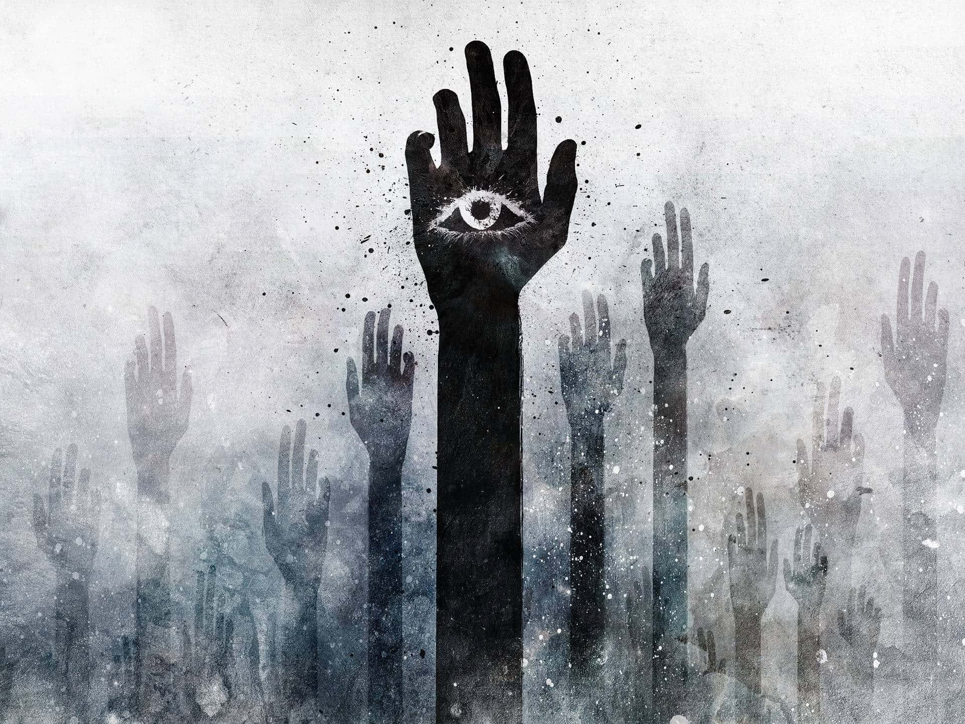 Weird Raised Hands With Eye Picture