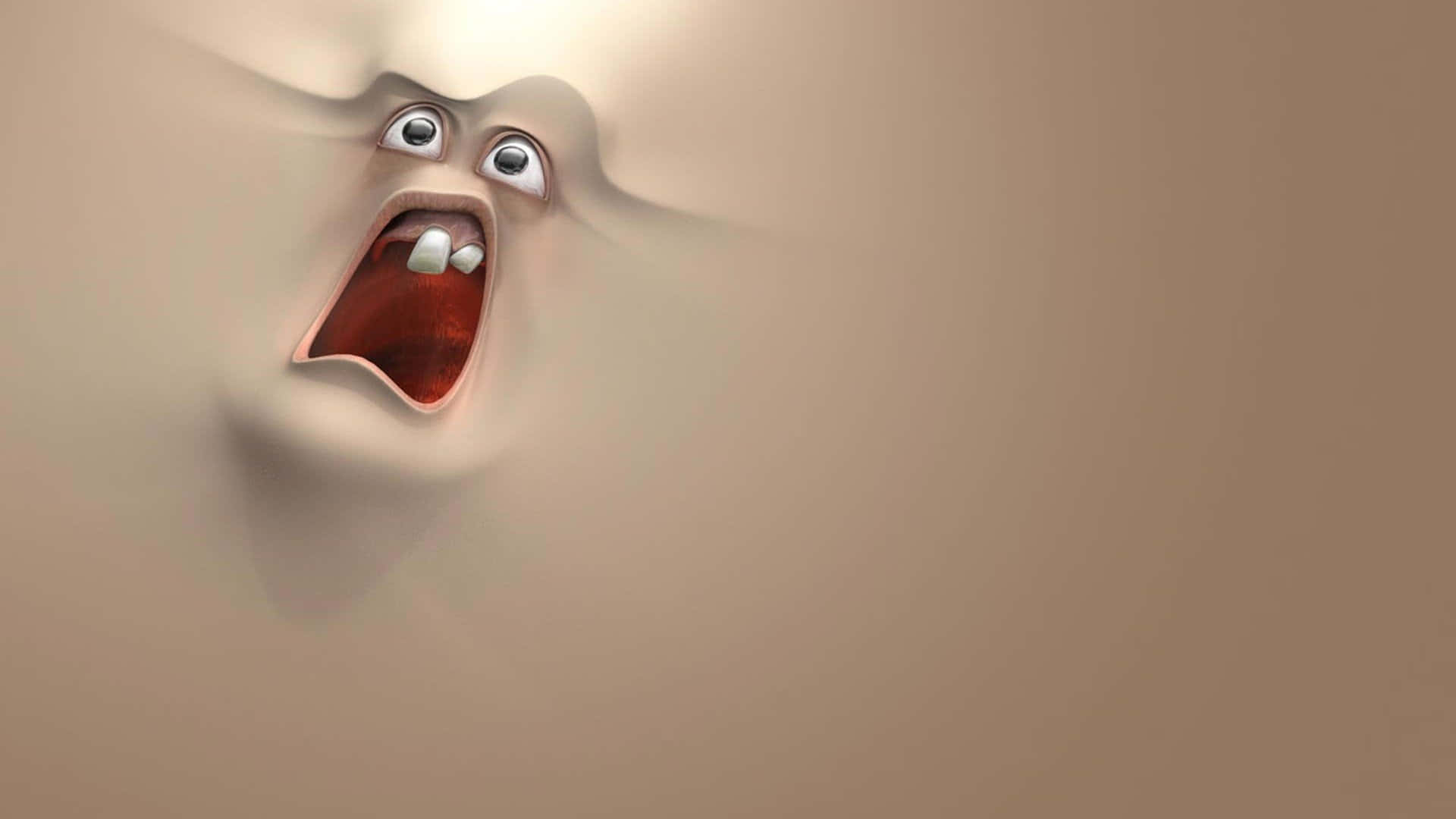 Weird Screaming Face In Beige Picture