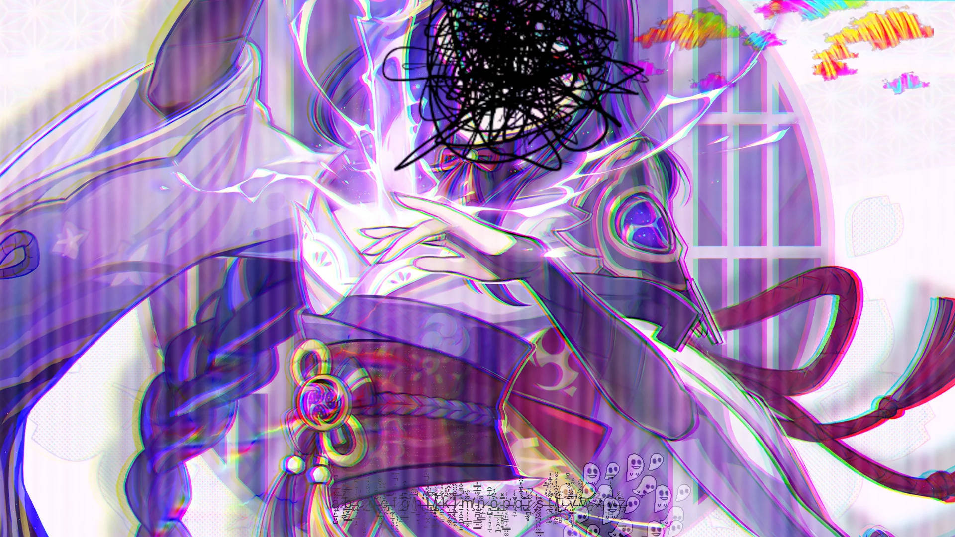 Weirdcore Anime With Hidden Face Wallpaper