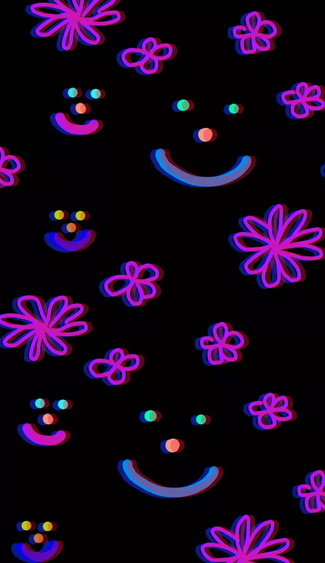 Weirdcore Flowers And Smileys Wallpaper