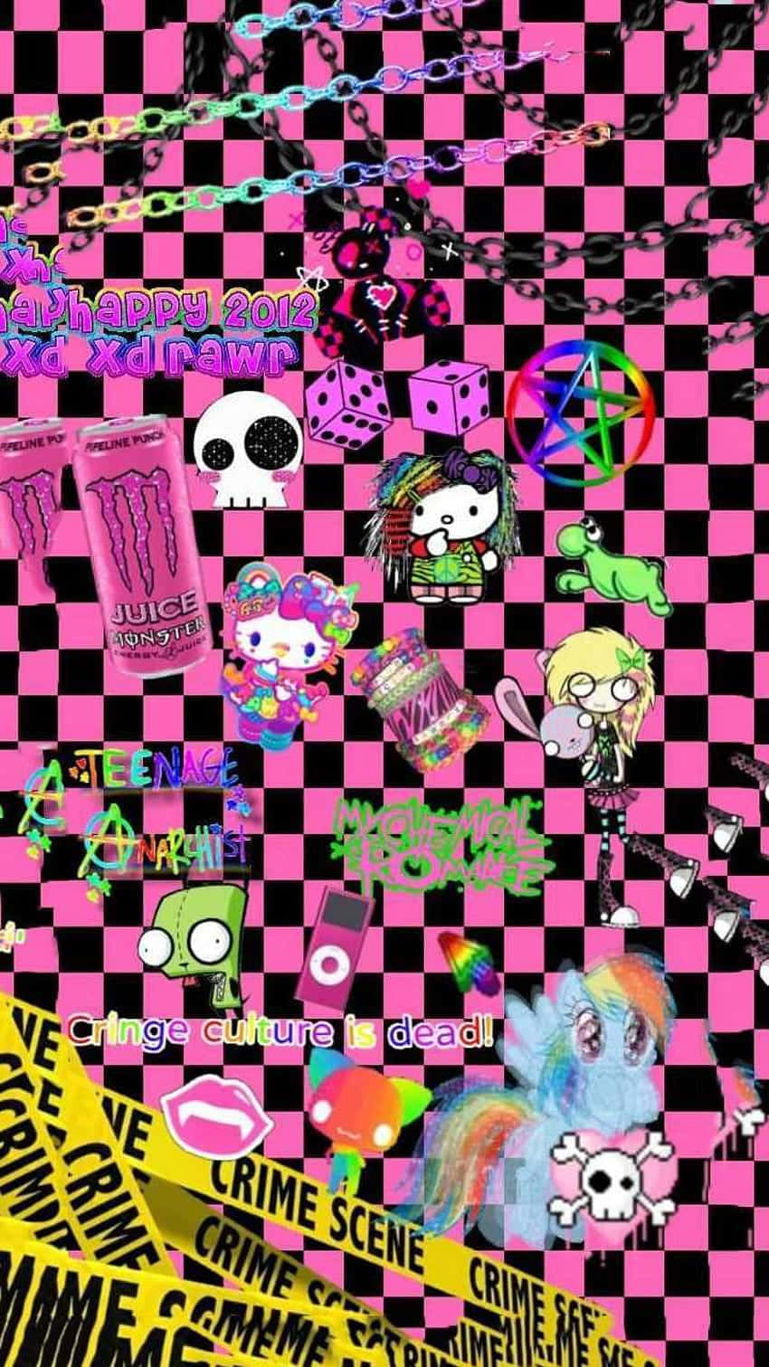 Weirdcore Pfp Of Pink Checkered Wallpaper