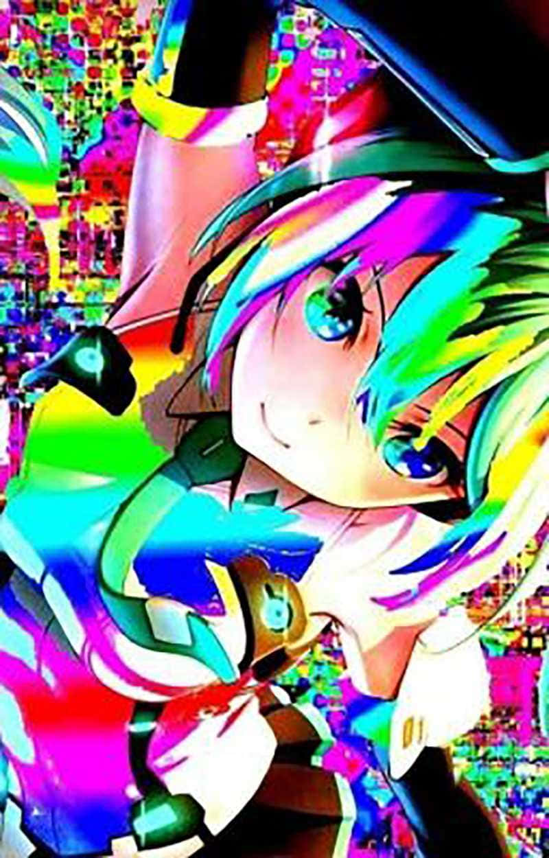 Weirdcore Pfp Of Rainbow Miku Wallpaper