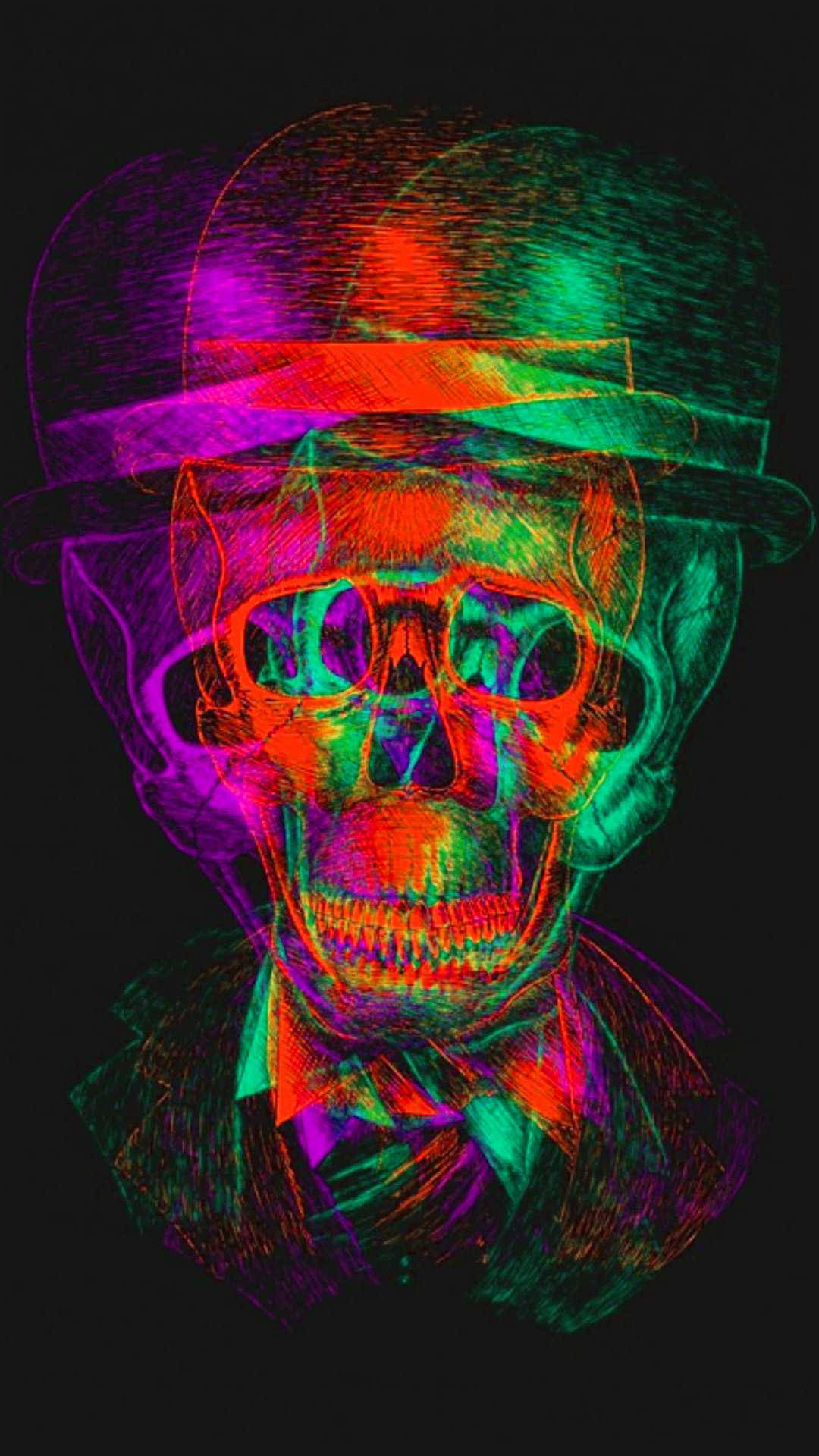 Weirdcore Trippy Skeleton Wallpaper
