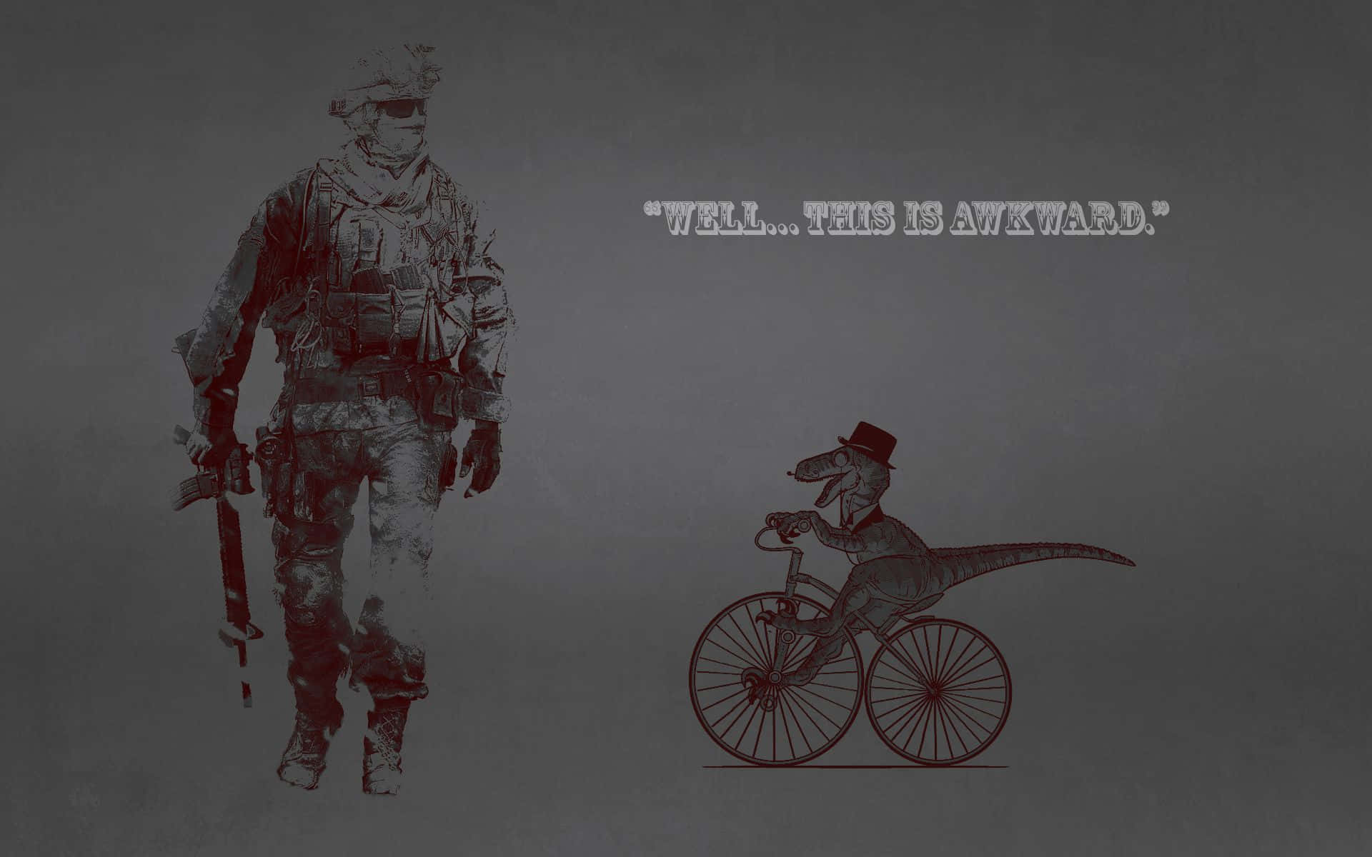 Unhombre Está Montando En Bicicleta Con Un Soldado Encima.