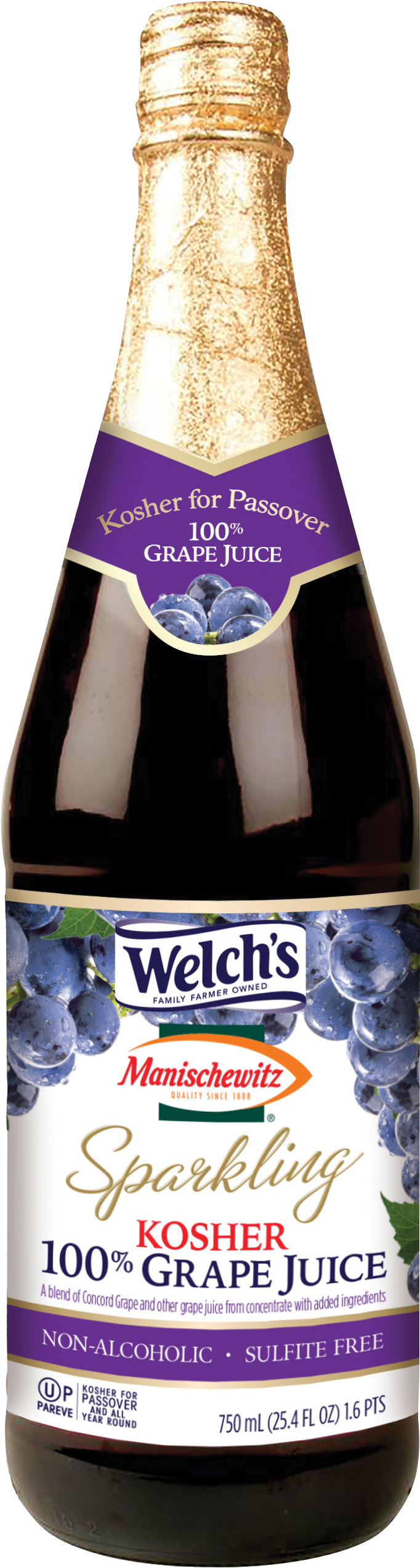 Welchs Kosher Sparkling Grape Juice Bottle PNG