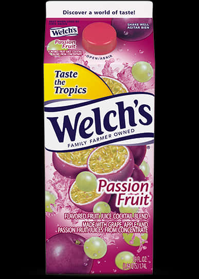 Welchs Passion Fruit Juice Cocktail Blend Packaging PNG