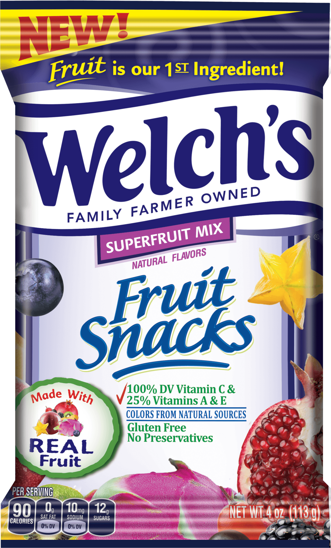 Welchs Superfruit Mix Fruit Snacks Package PNG