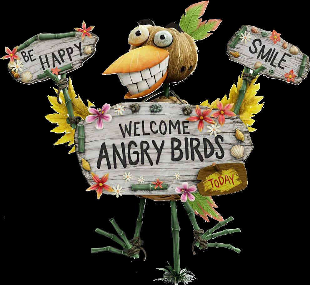 Welcome Angry Birds Signage Artwork PNG