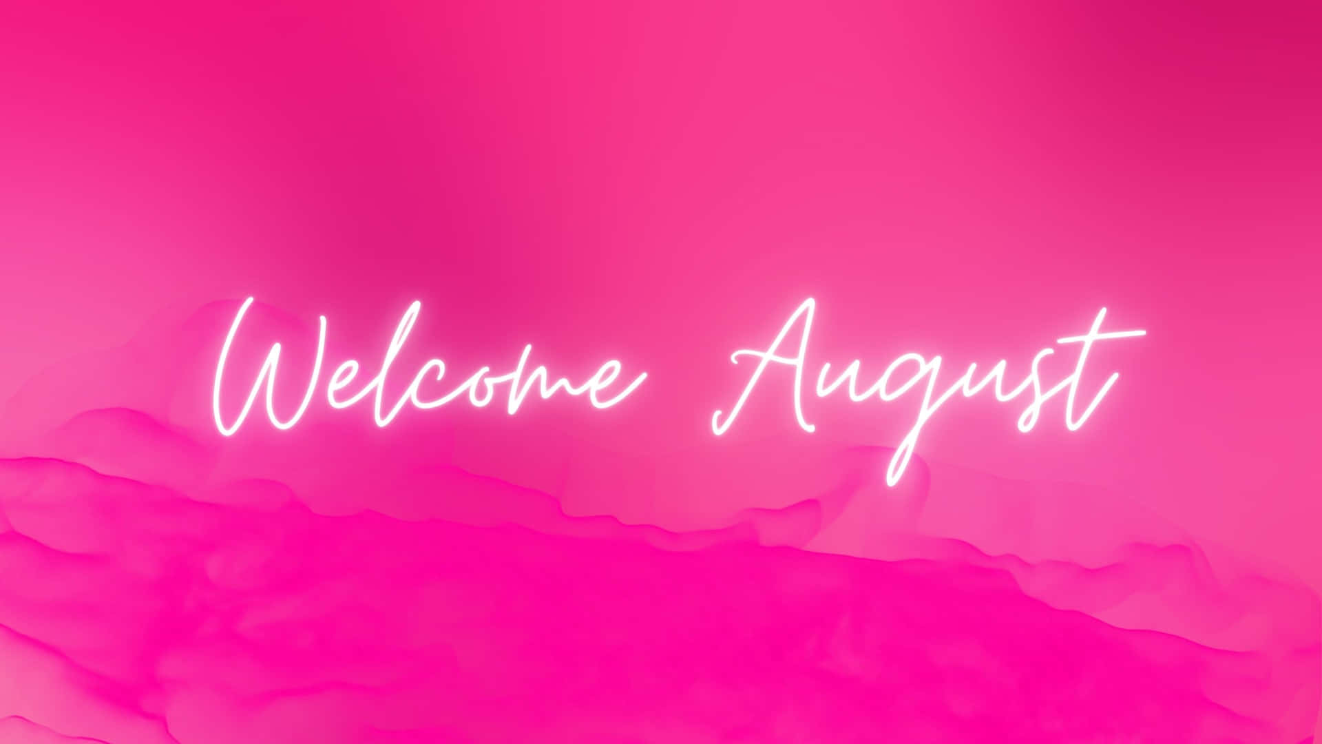 Welcome August Neon Sign Pink Background Wallpaper