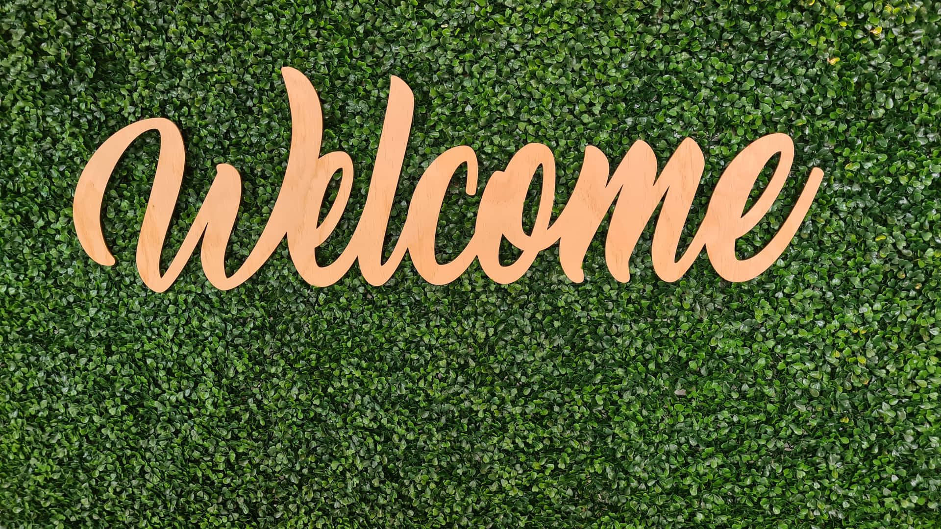 Welcome Sign On A Green Grass Background