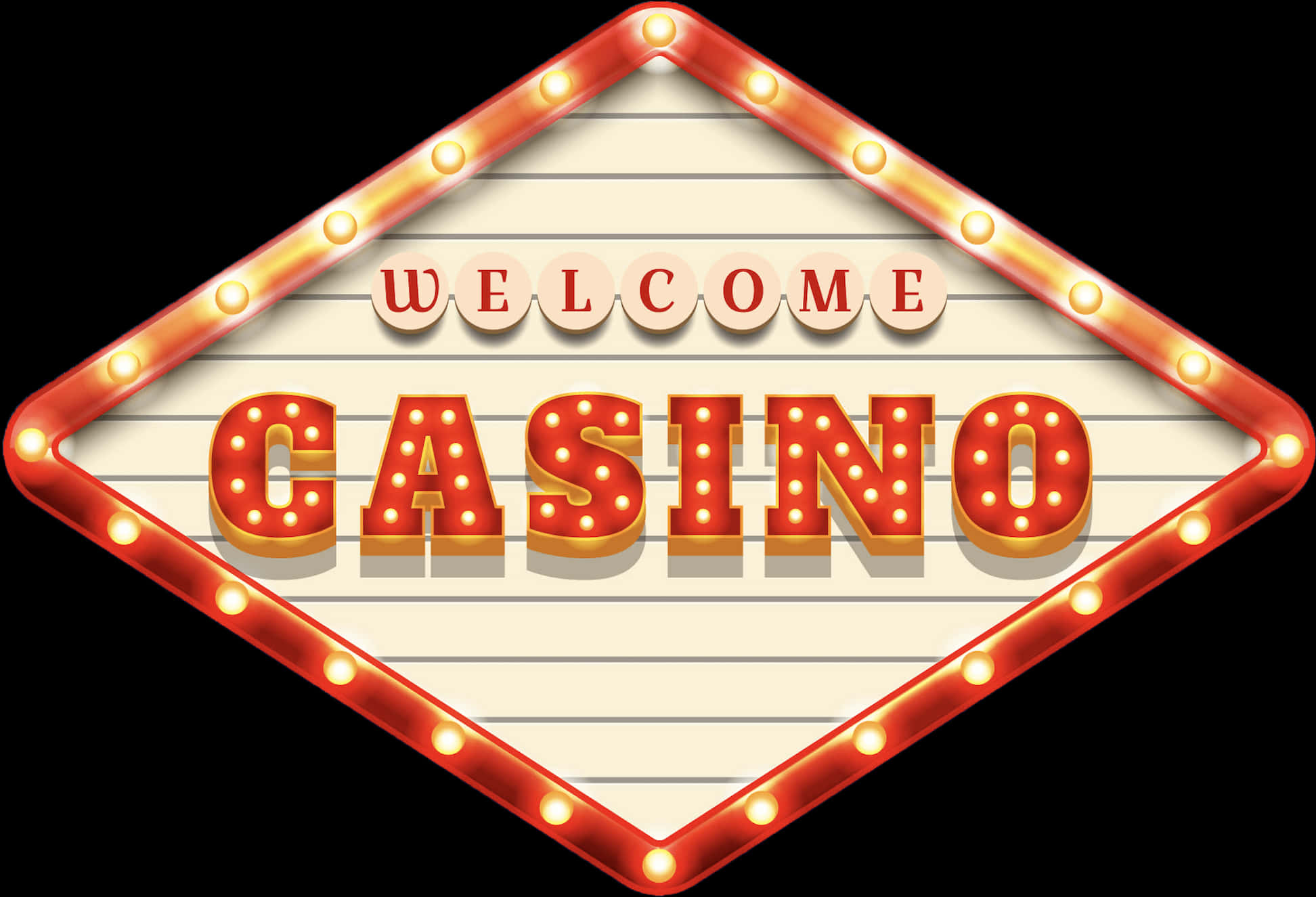 Welcome Casino Sign Illuminated PNG