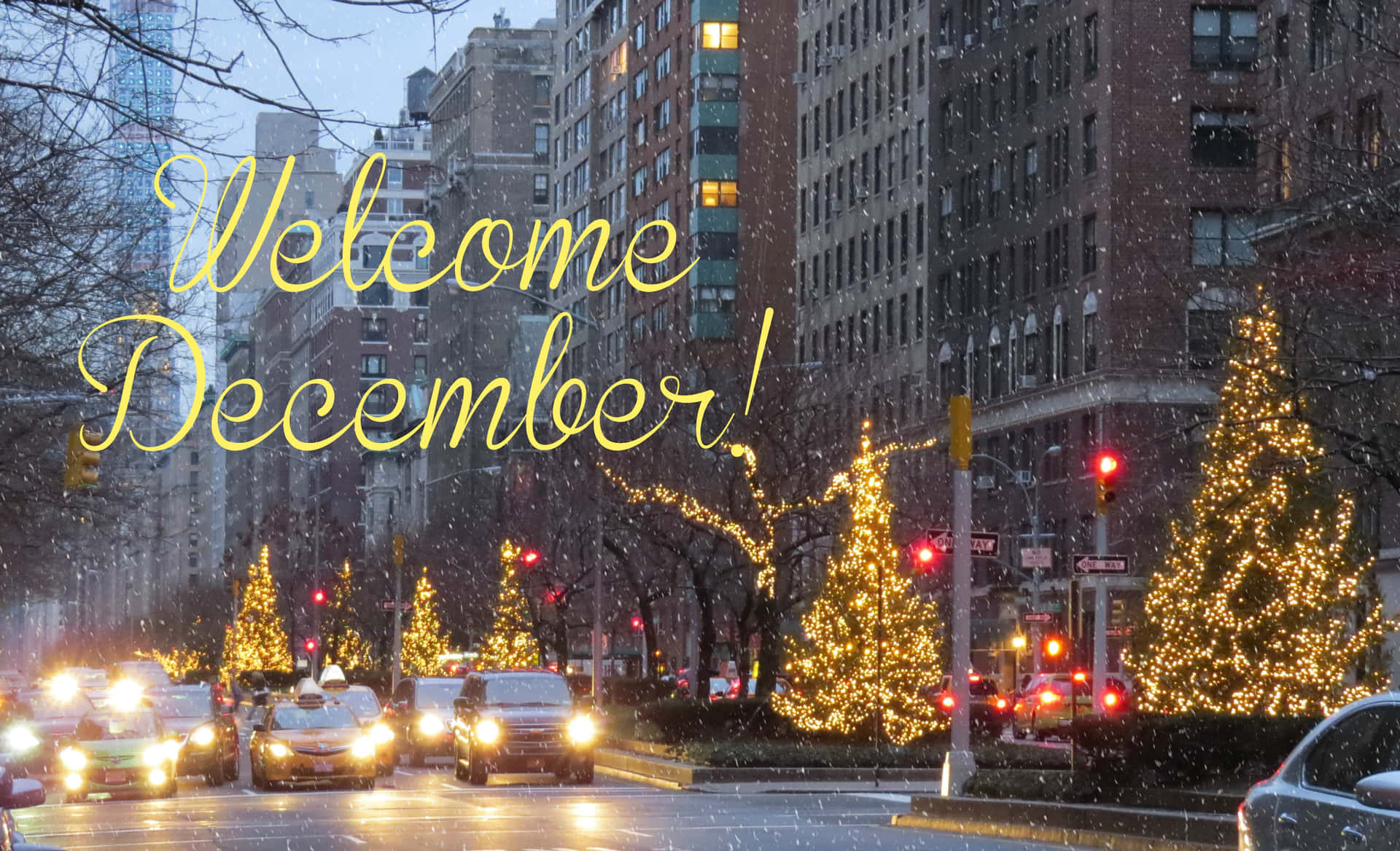 Velkommen December Retro New York Wallpaper