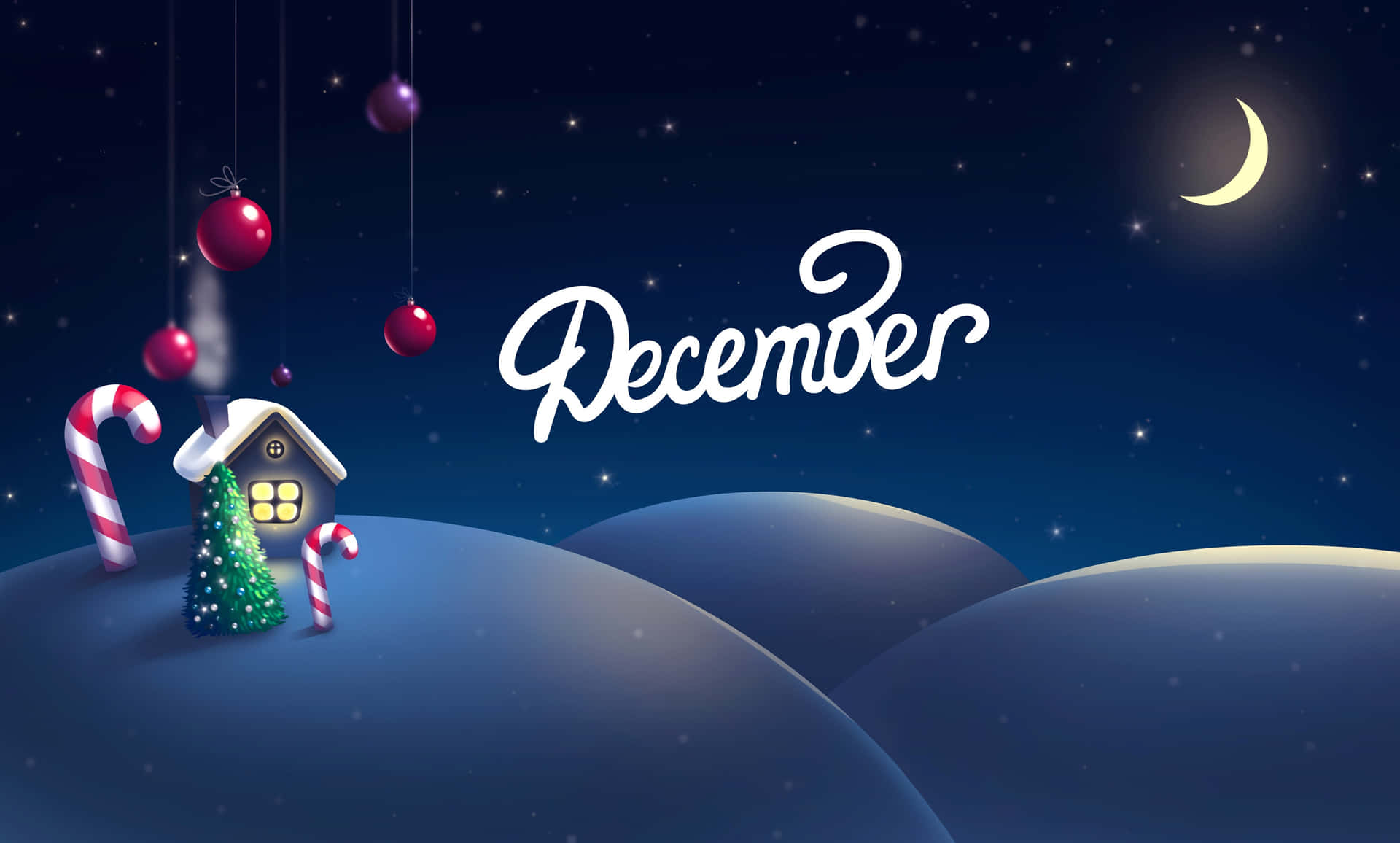 Welcome December Christmas House Digital Art Wallpaper