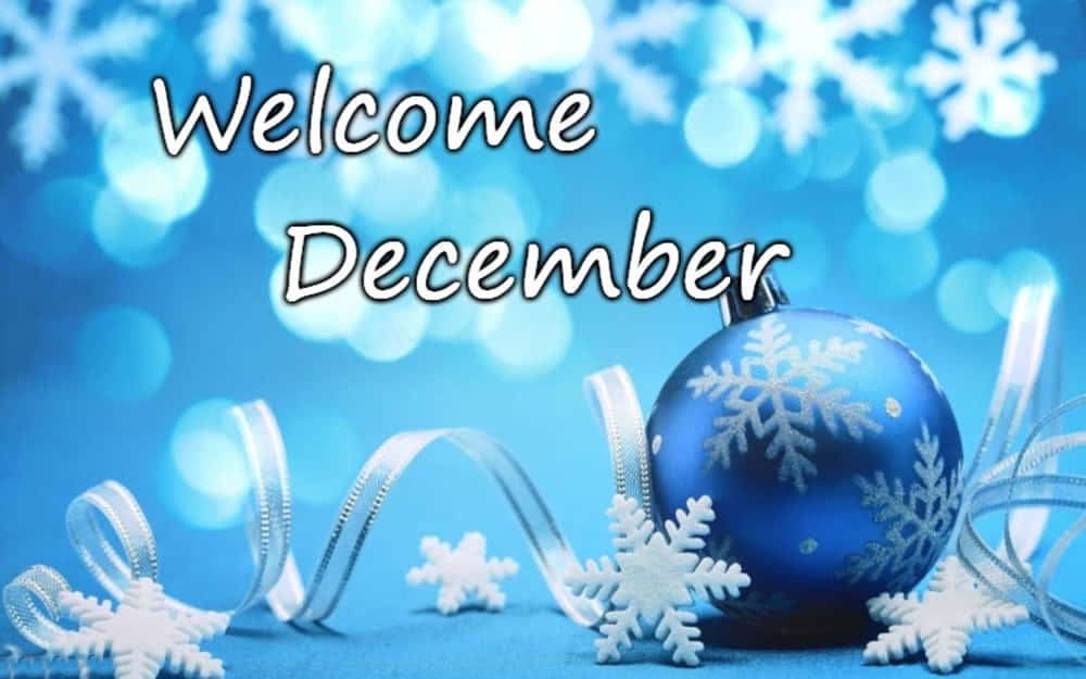 Welcome December Aesthetic Blue Christmas Wallpaper