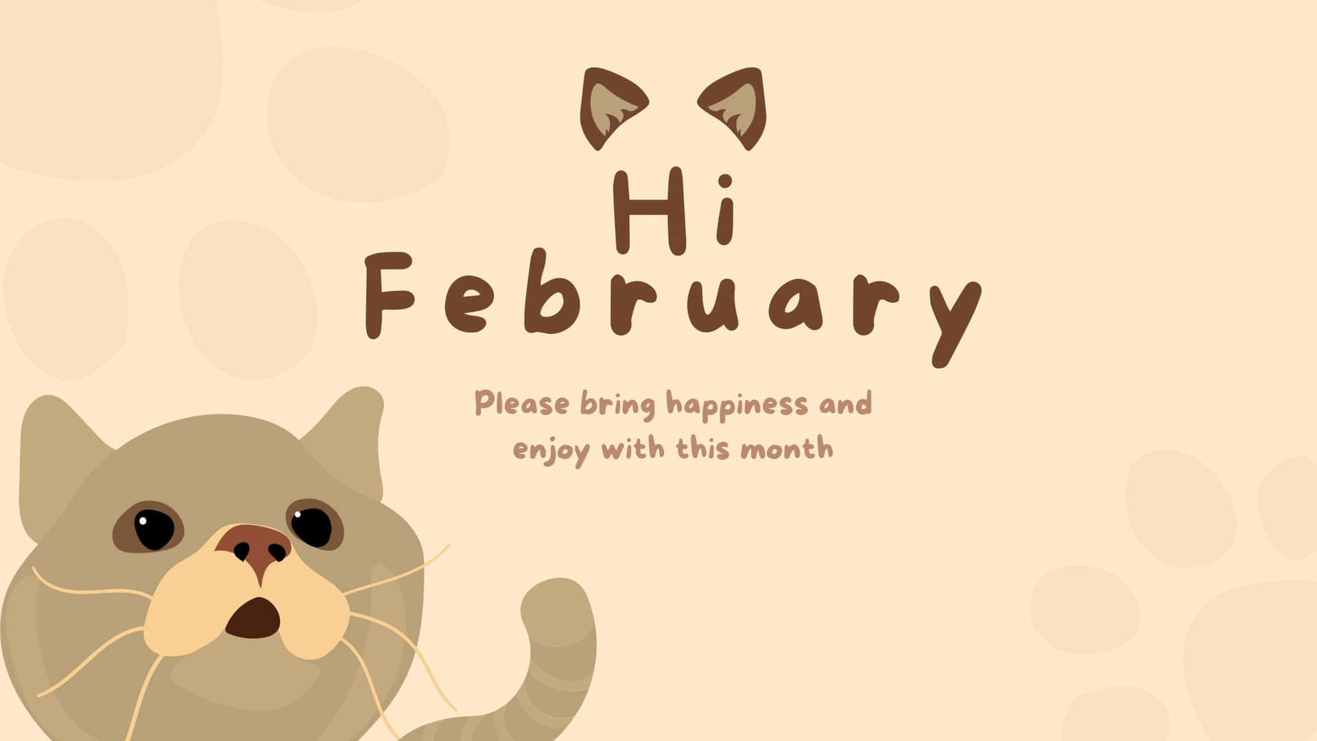 Welcome February Cat Desktop Wallpaper Wallpaper