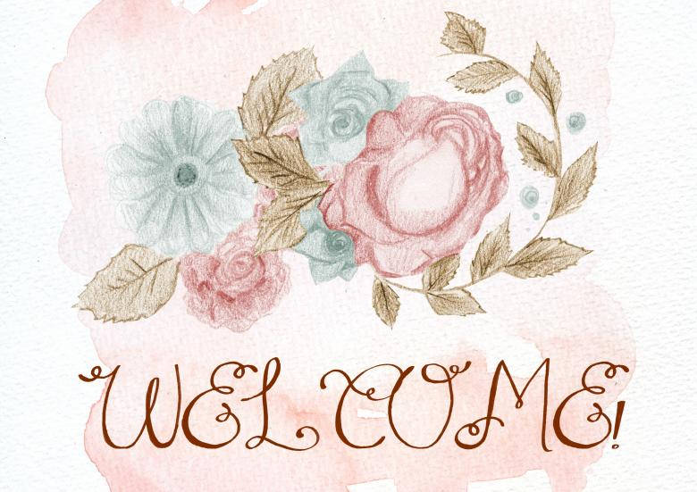 Welcome Floral Artwork Wallpaper