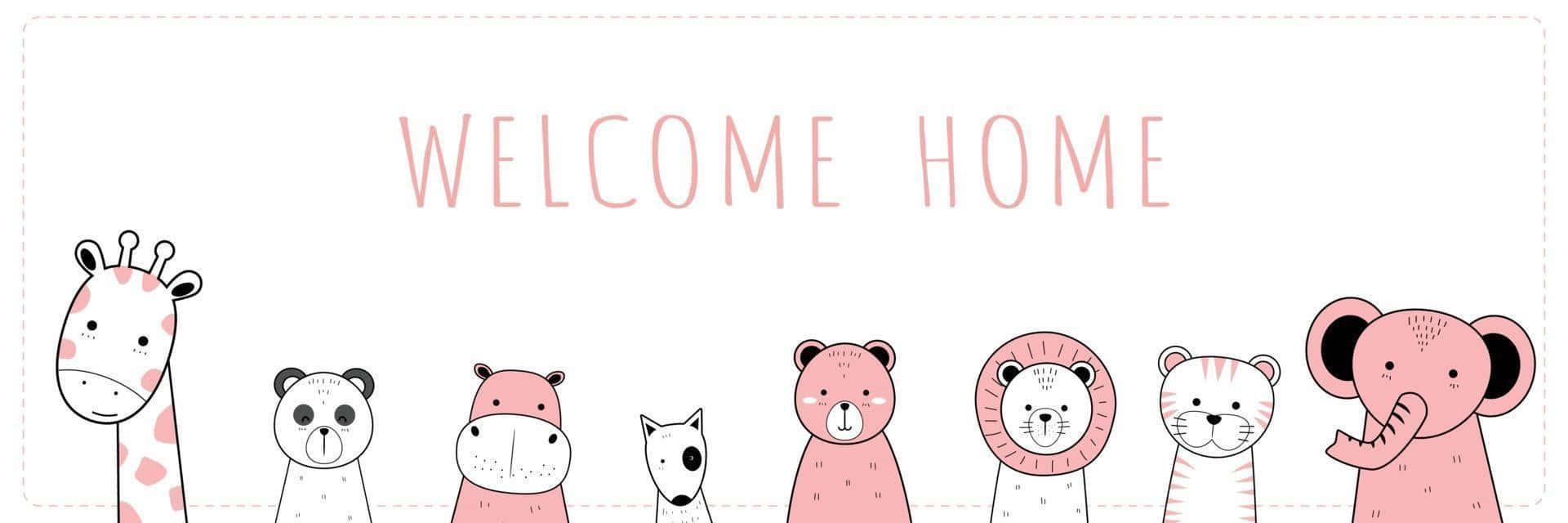 Welcome Home Animal Cartoon Banner Wallpaper