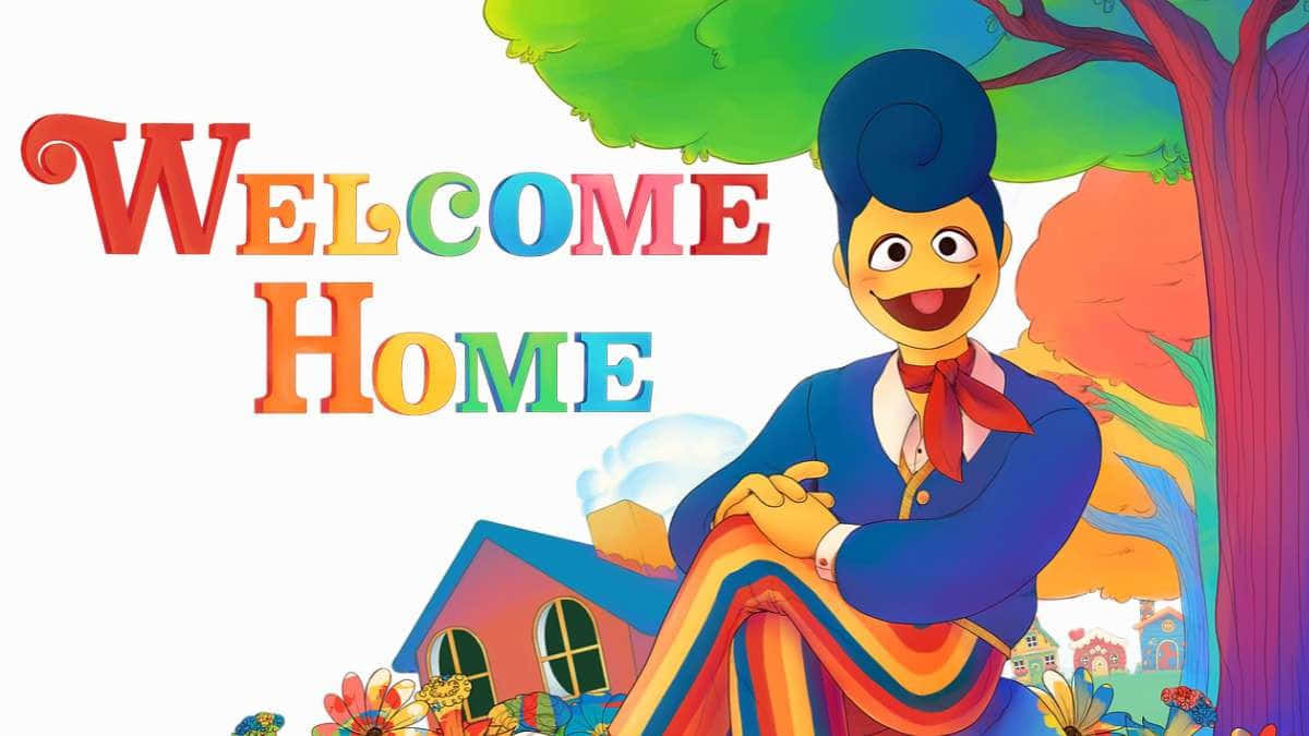 Welcome Home Cartoon Character Sitting Under Tree Wallpaper
