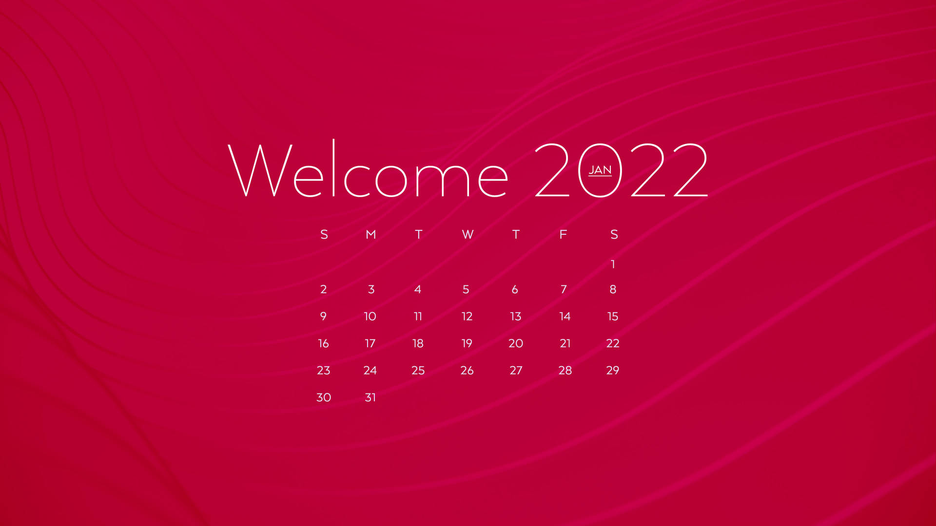 Welcome January 2022 Red Calendar Wallpaper