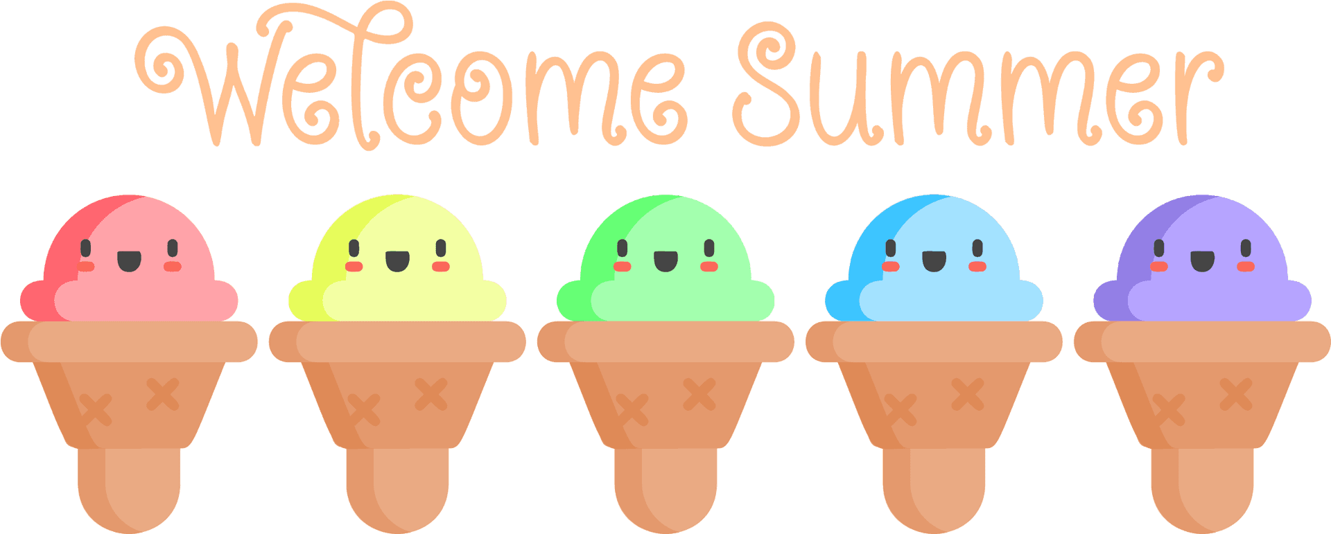 Welcome Summer Ice Cream Celebration PNG