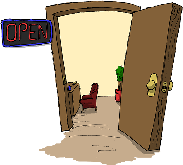 Welcoming Open Door Illustration PNG