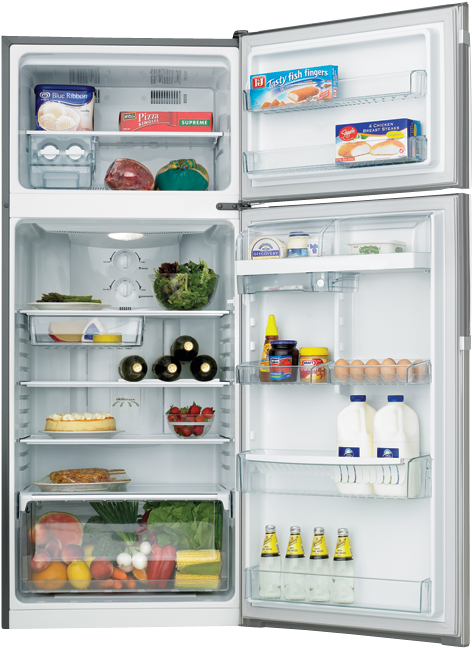 Well Stocked Open Refrigerator PNG