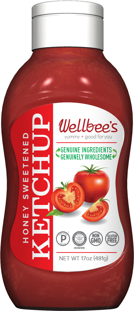 Wellbees Honey Sweetened Ketchup Bottle PNG