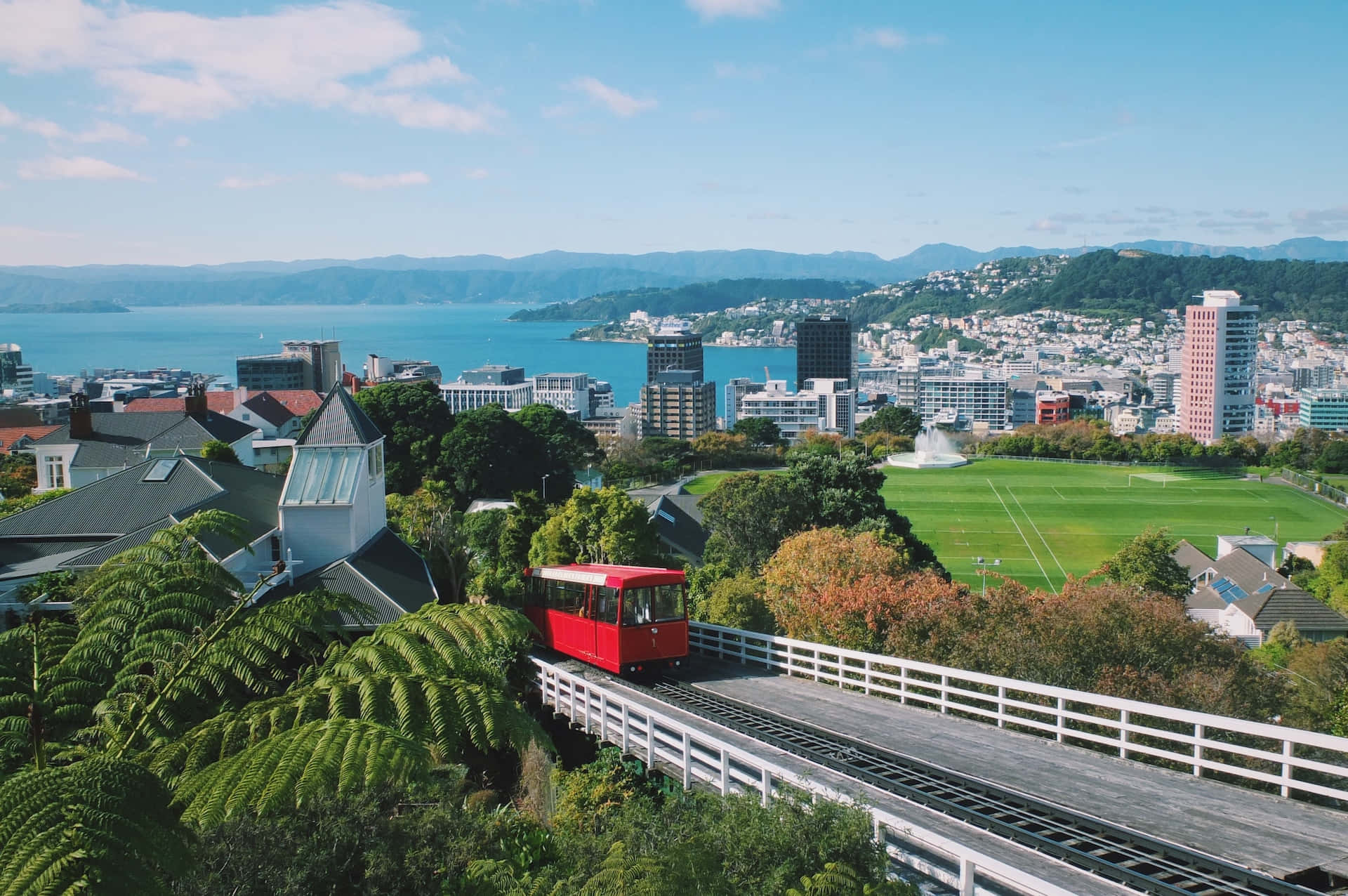 Kereta Gantung Wellington Dengan Pemandangan Kota Selandia Baru Wallpaper