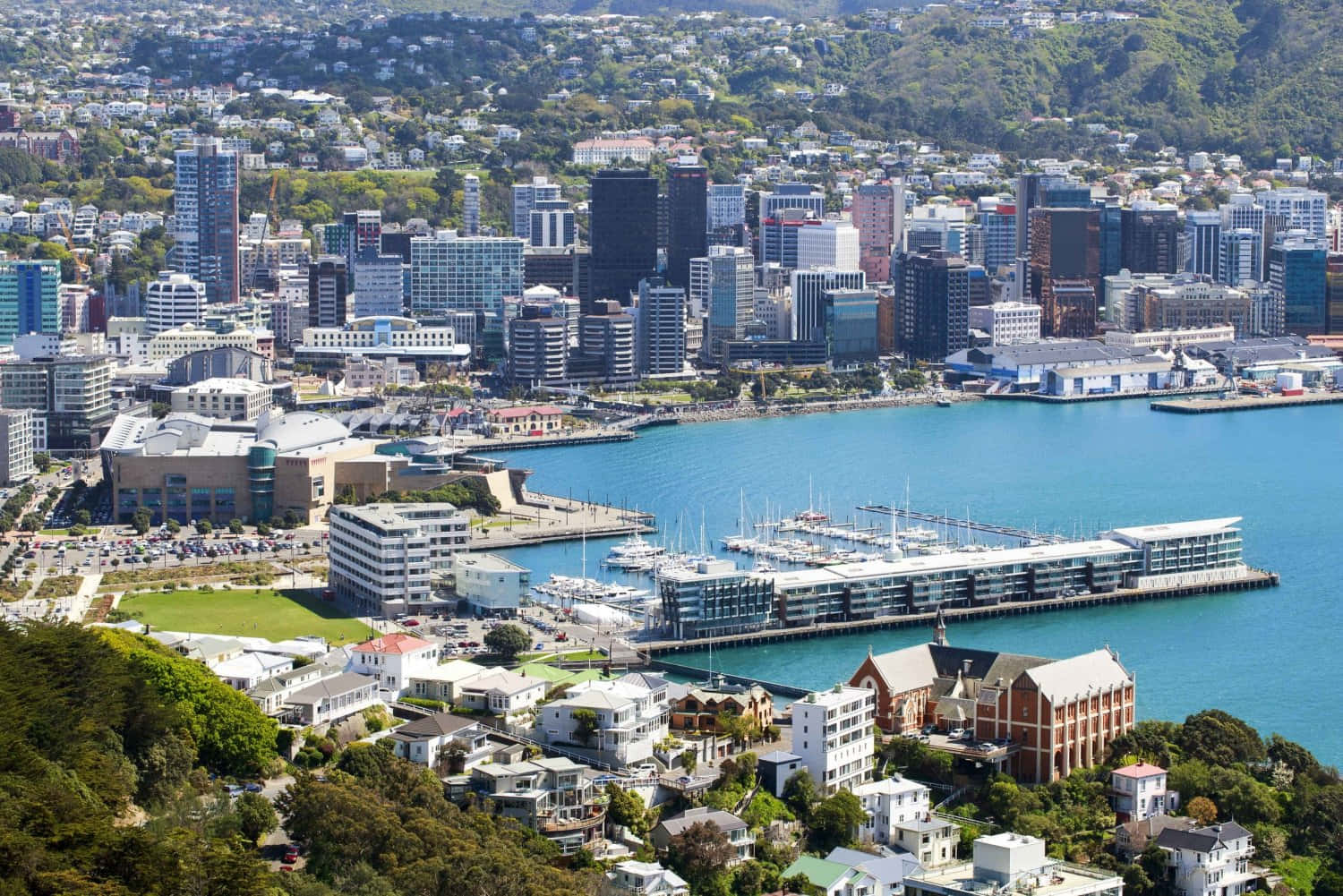 Wellington Cityscapeand Harbor Aerial View Wallpaper