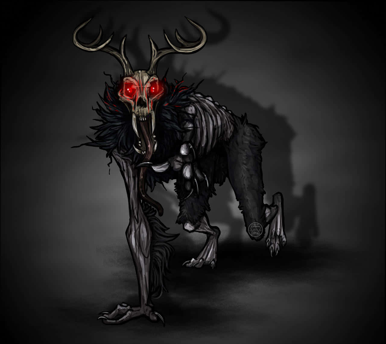 An Illustration of A Dark-skinned Mythical Creature, The Wendigo