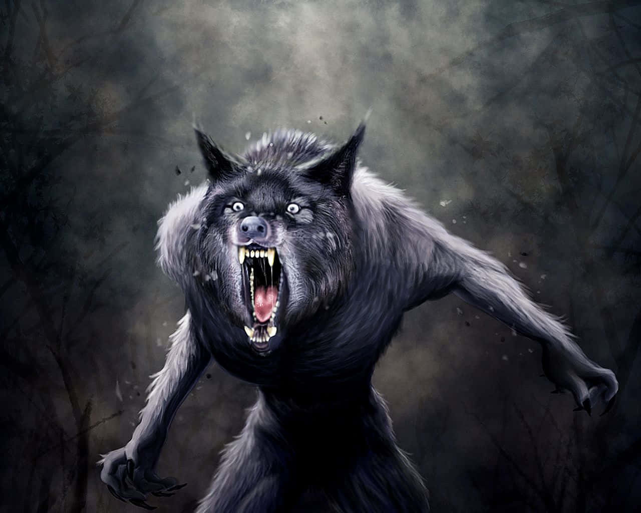 A Werewolf Howling at the Full Moon