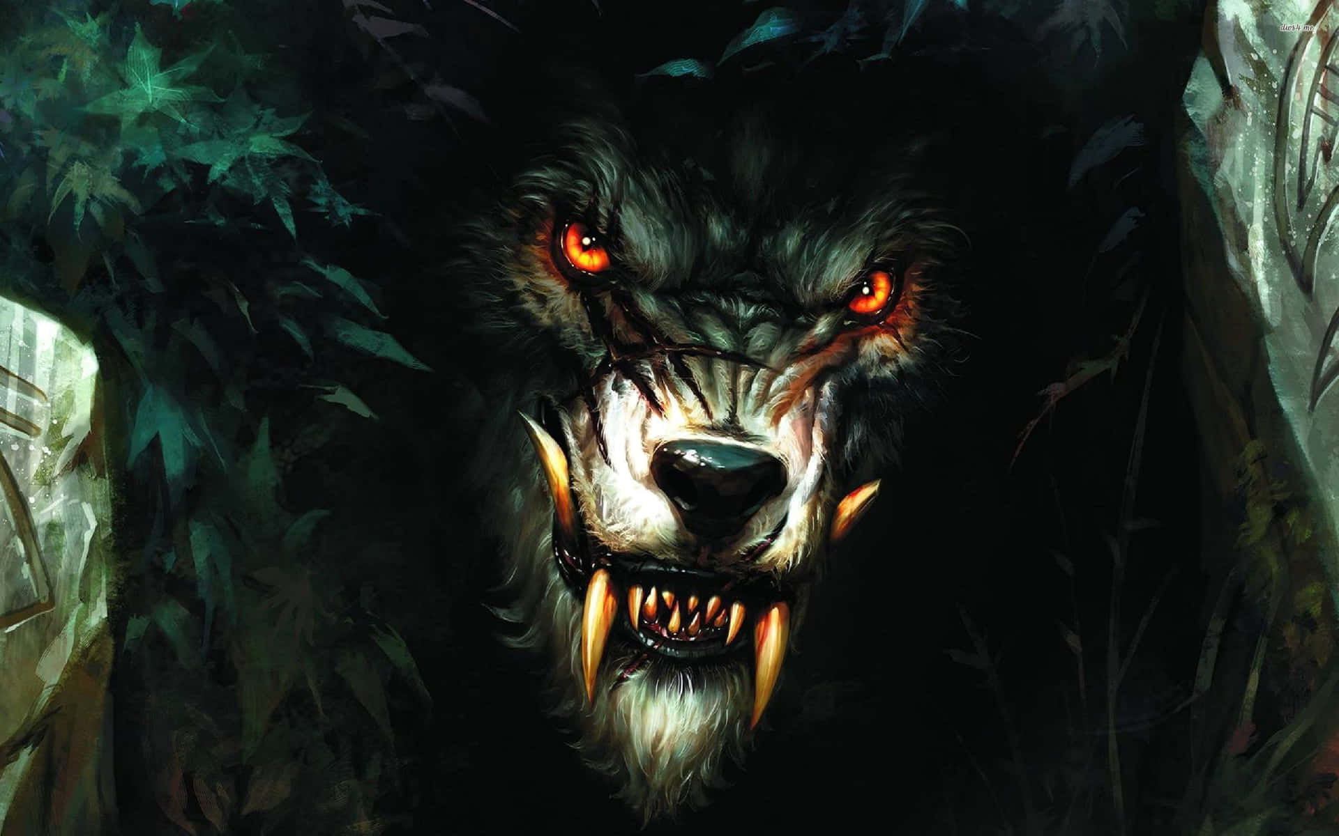Derfurchterregende Werwolf Lauert In Der Dunkelheit.