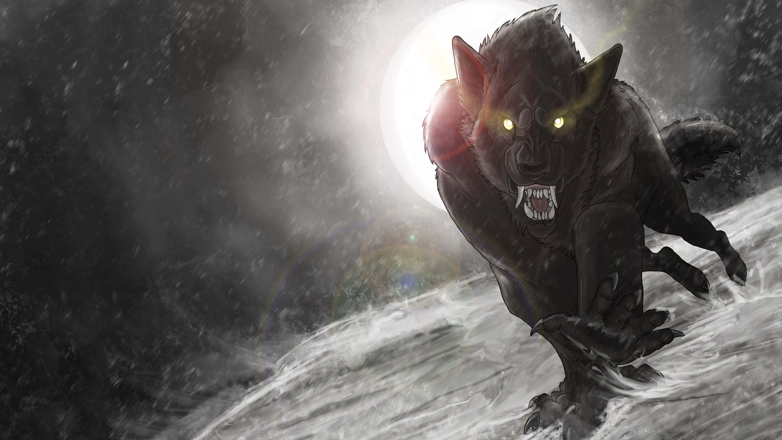Einmysteriöser Werwolf Lauert Im Schatten.