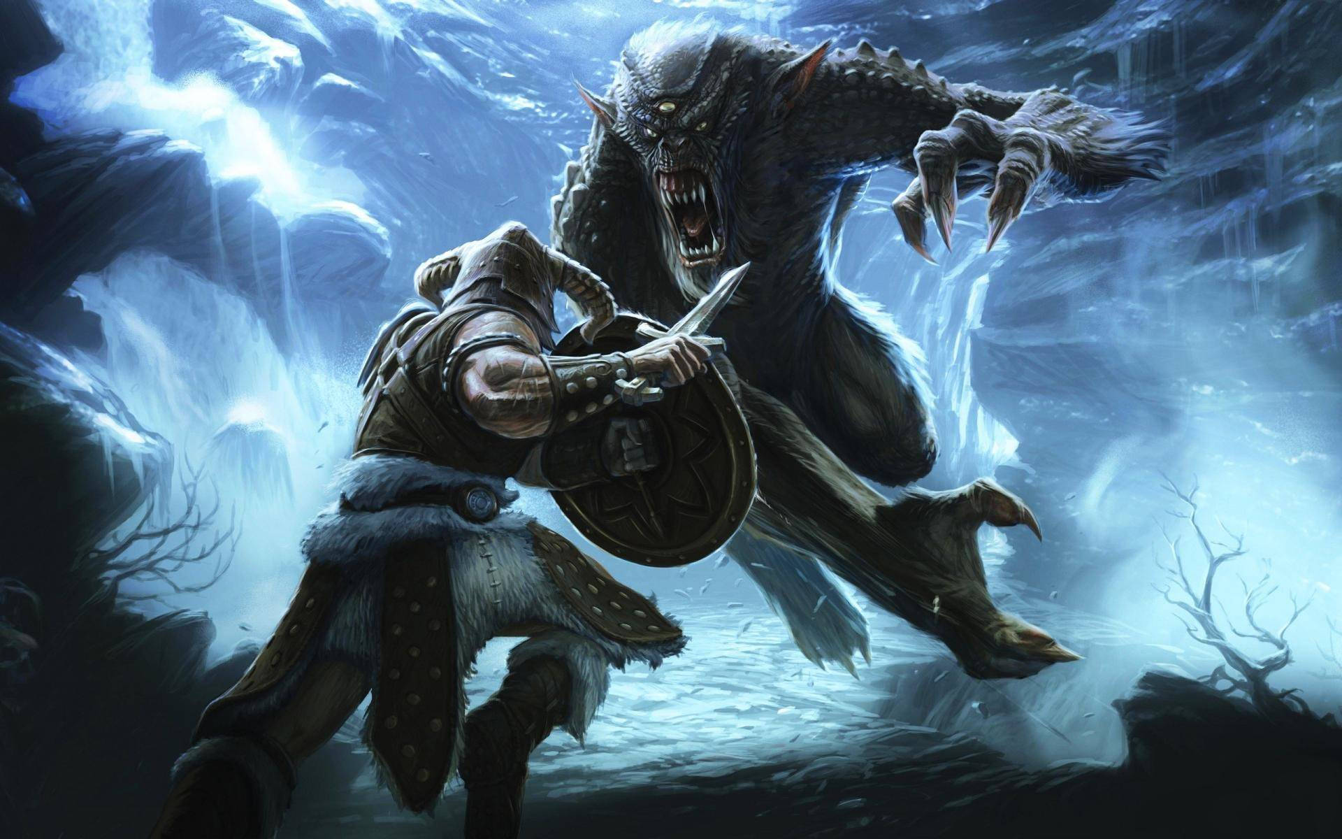 "The Werewolf Barbarian Battle" Wallpaper