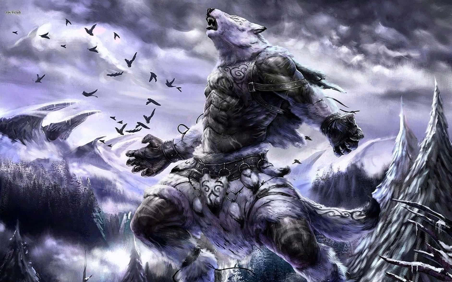 Man Shapeshifting Into a Werewolf
