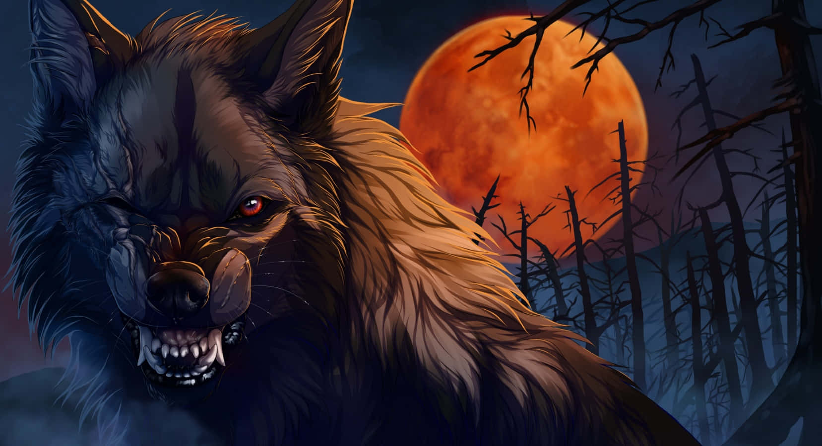 Image  A werewolf howling at the moon
