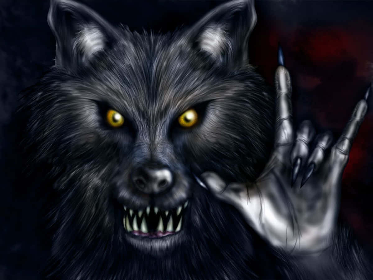 A menacing werewolf rests in a decrepit mansion