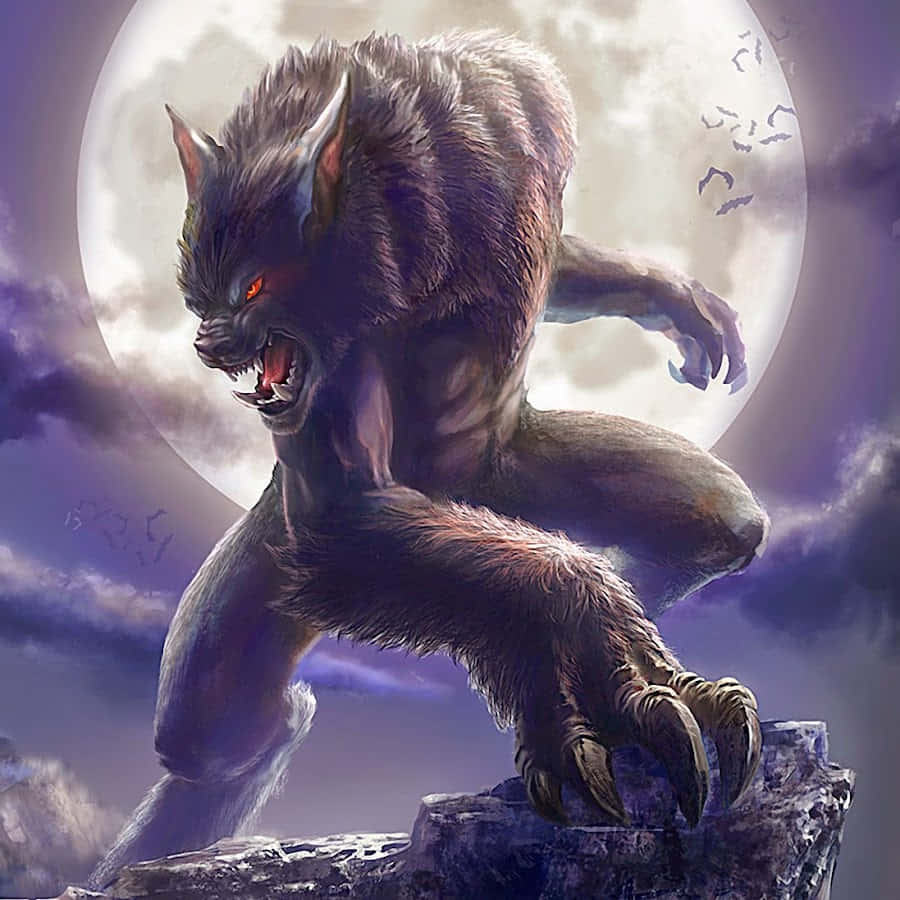 A terrifying werewolf howling at night