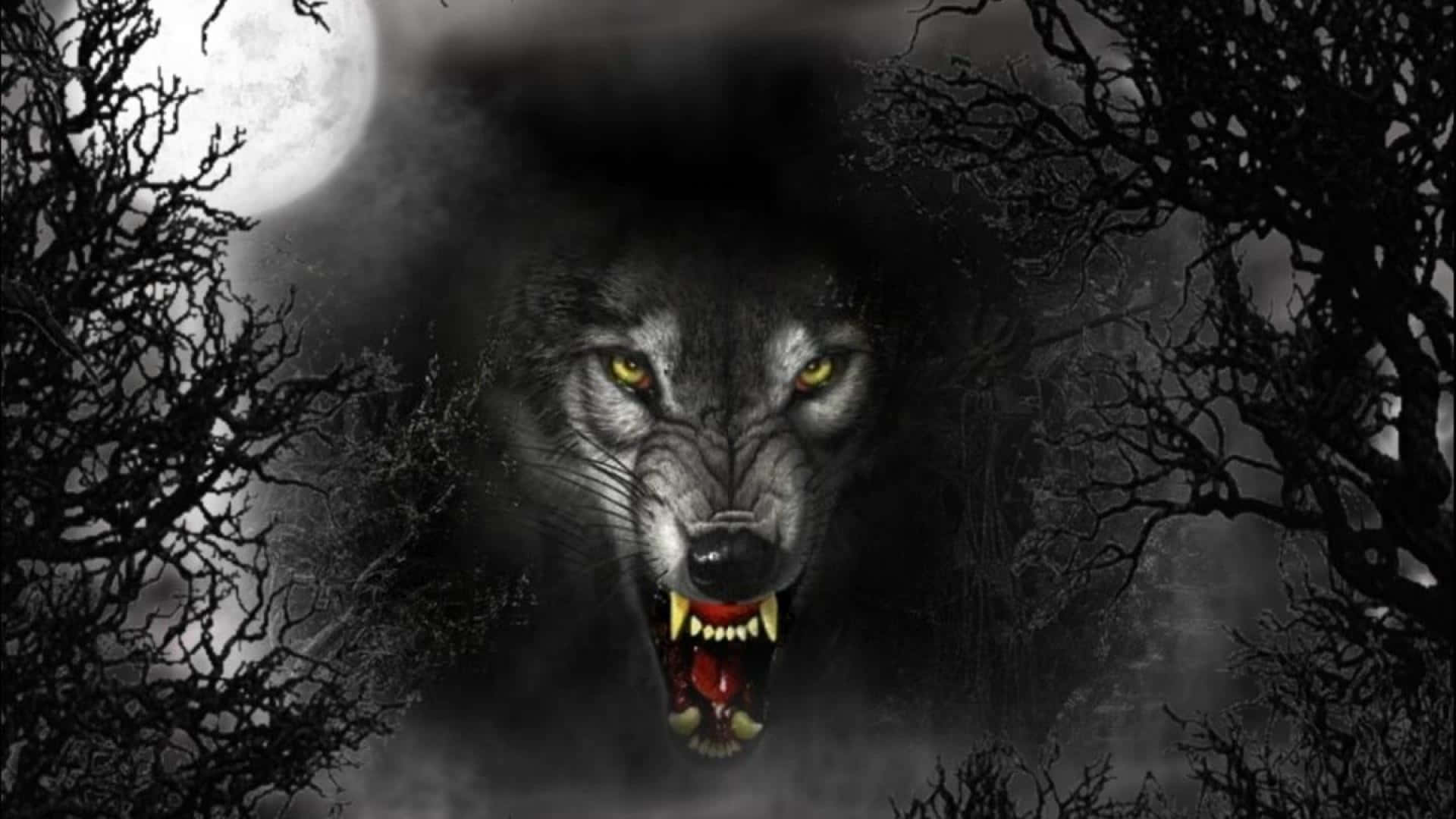 Eingruseliger Werwolf Lauert In Den Schatten.
