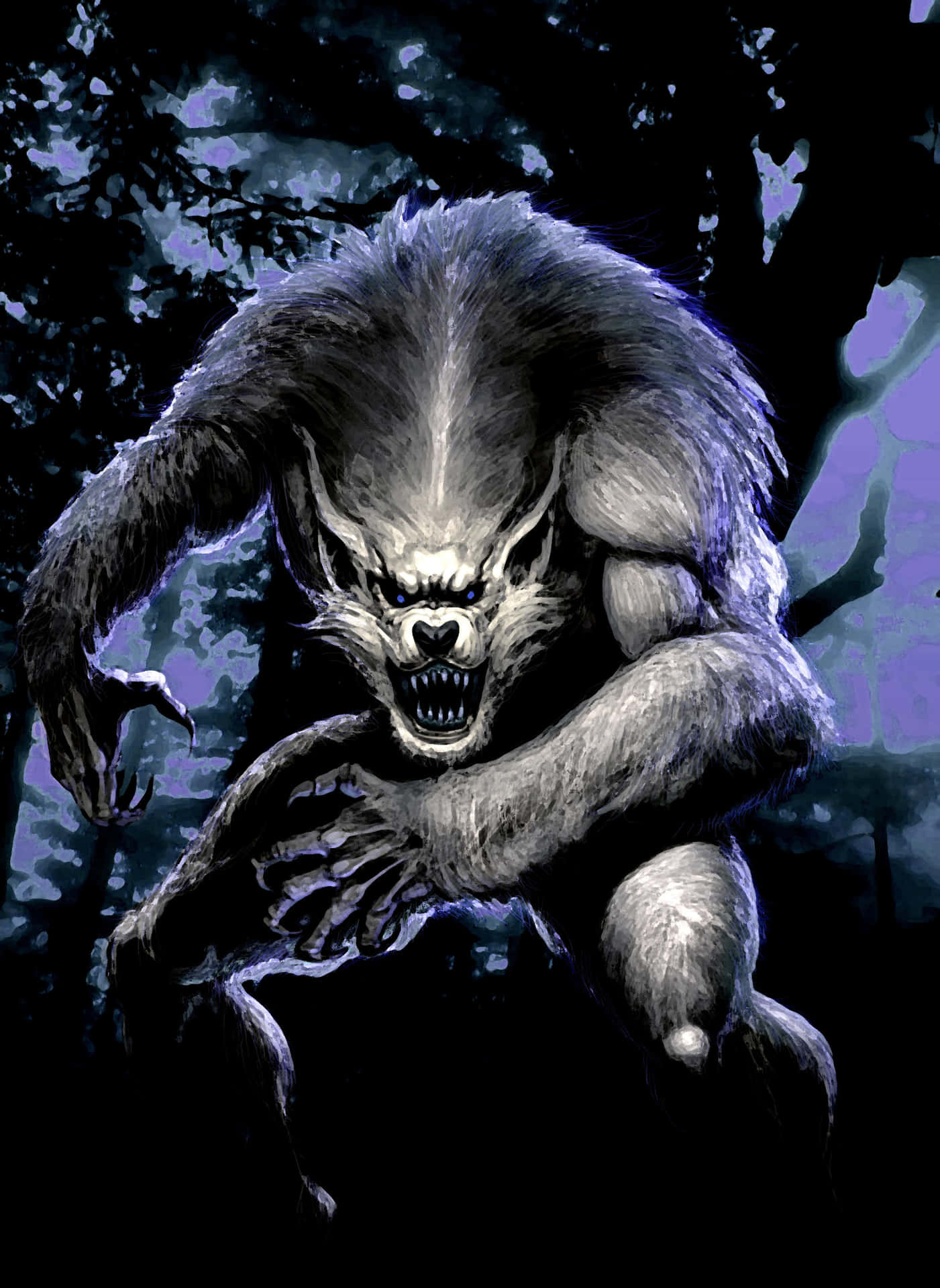 A fearsome Werewolf howls in the light of the full moon