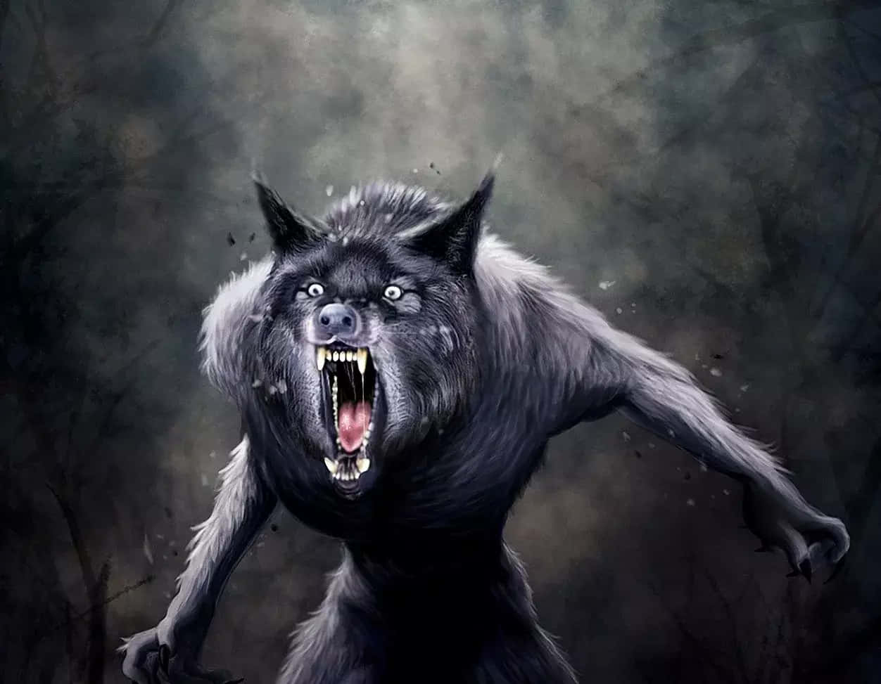 A Howling Werewolf in the Moonlight