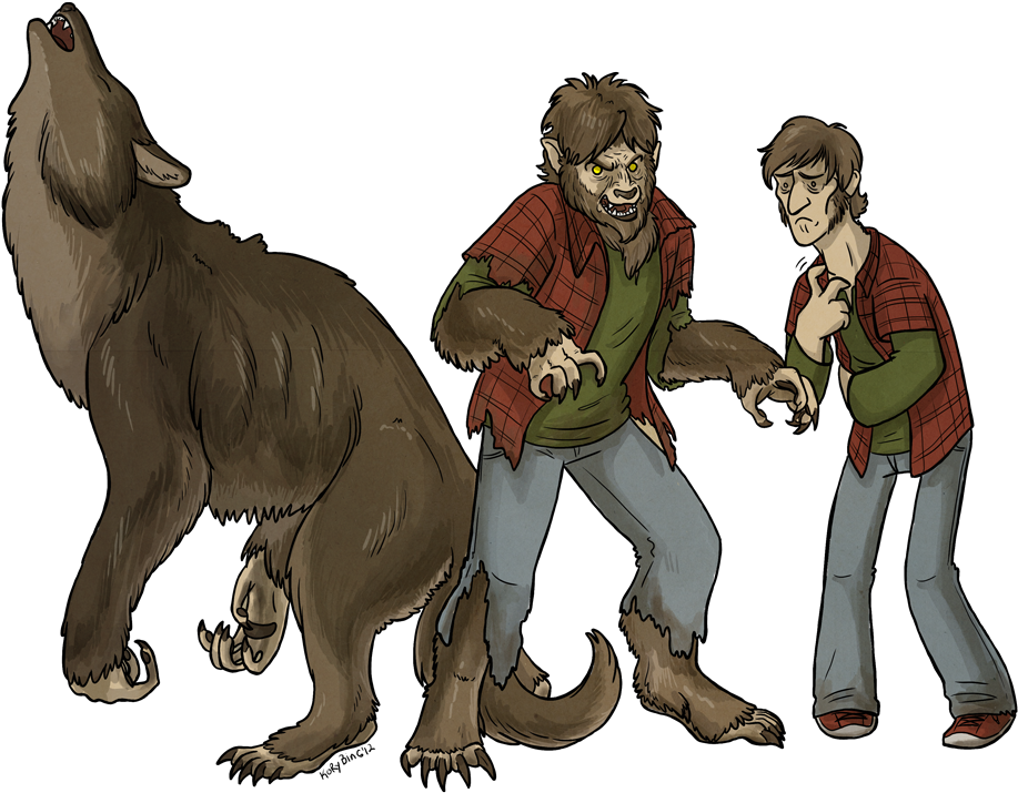 Werewolf Transformation Stages Illustration PNG