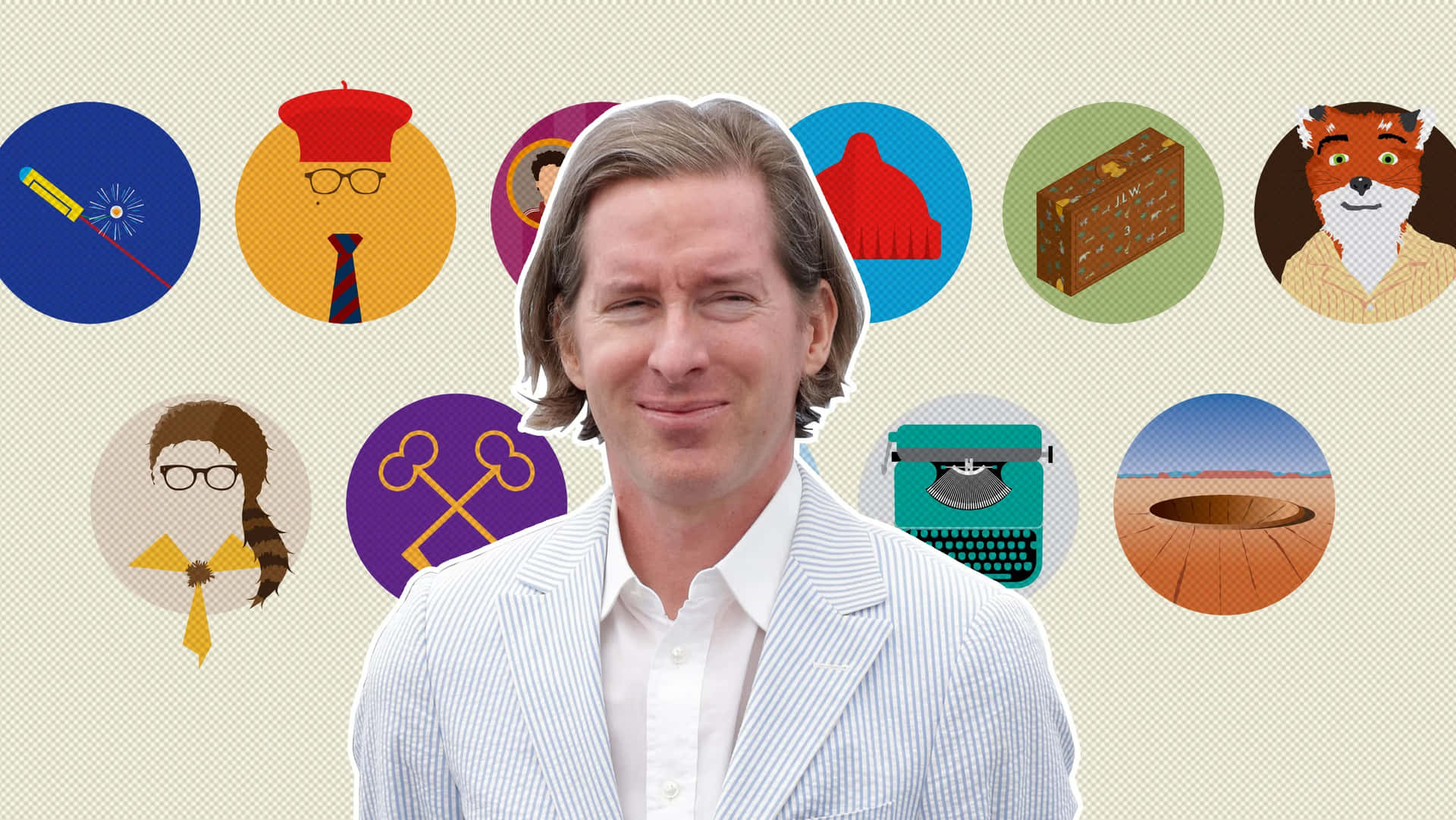 Wes Anderson Iconic Elements Wallpaper