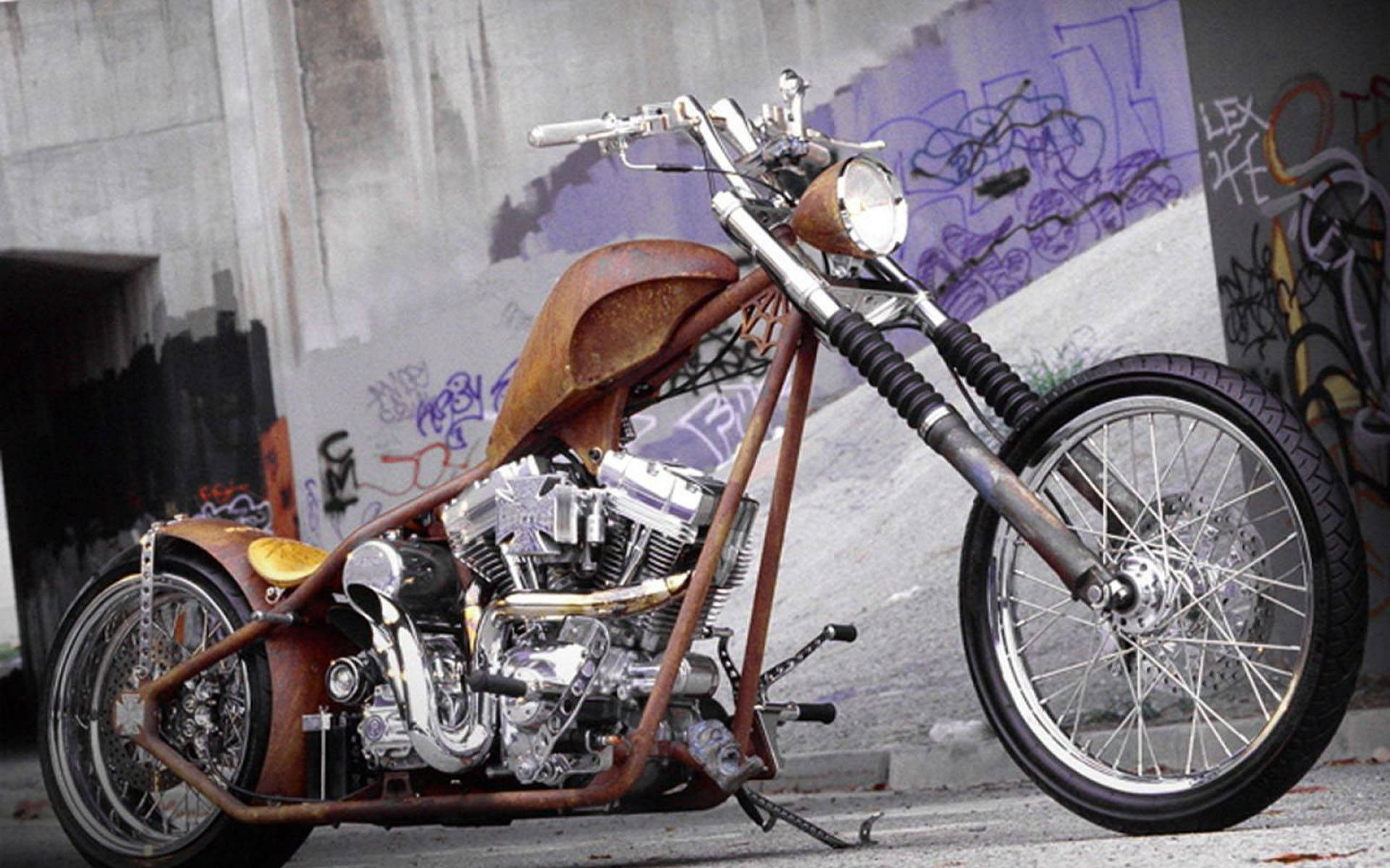 West Coast Choppers Rustic Motorcycle Tapet Wallpaper