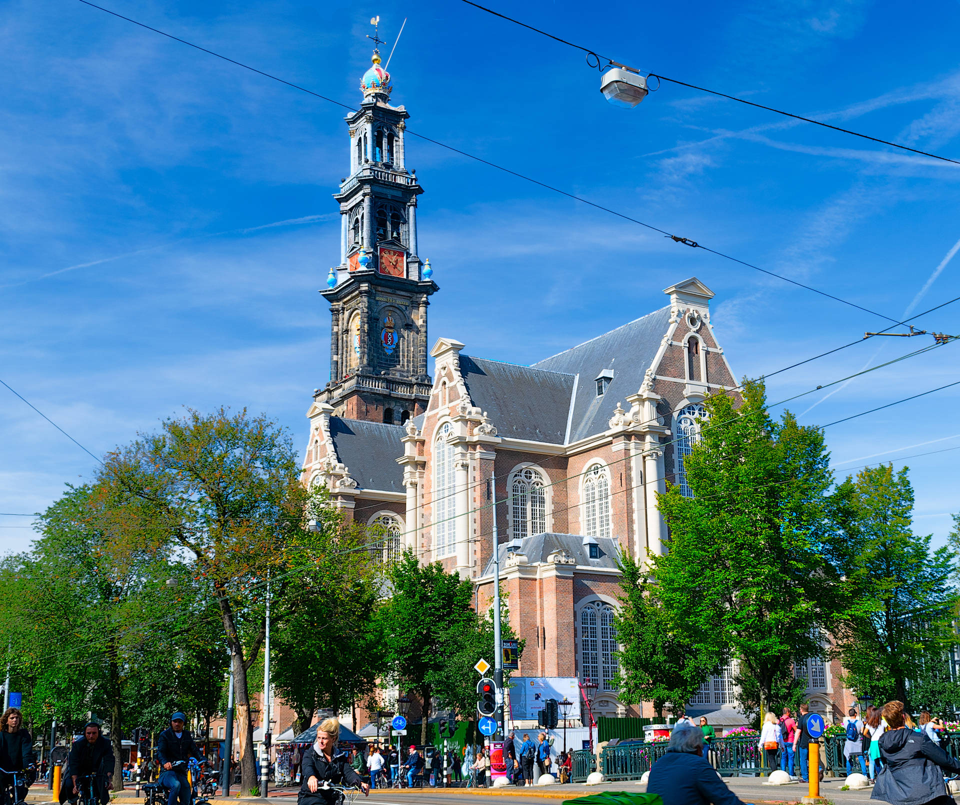 Westerkerk Park In Amsterdam Background