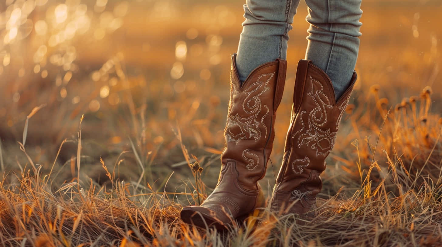 Western Boots Sunset Glow Wallpaper