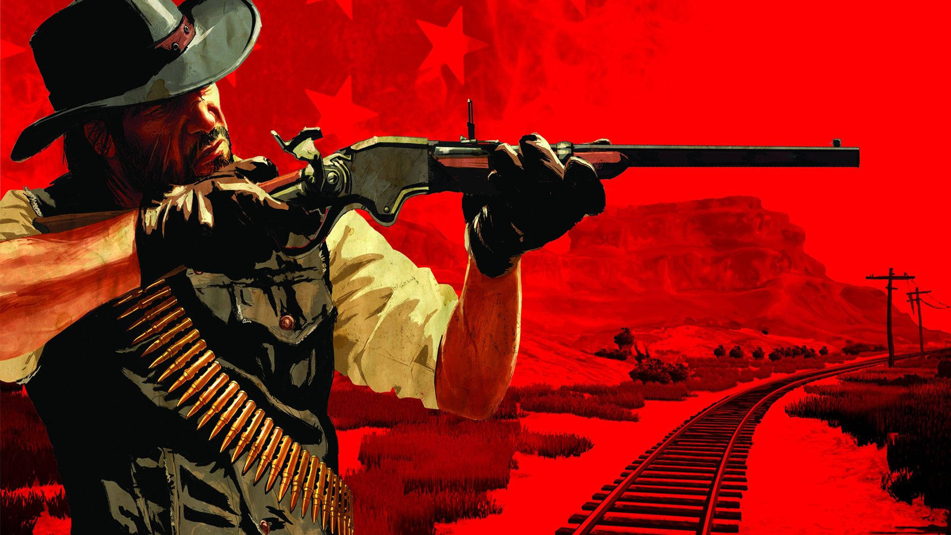 Western Cowboy Aiming With Rifle Wallpaper