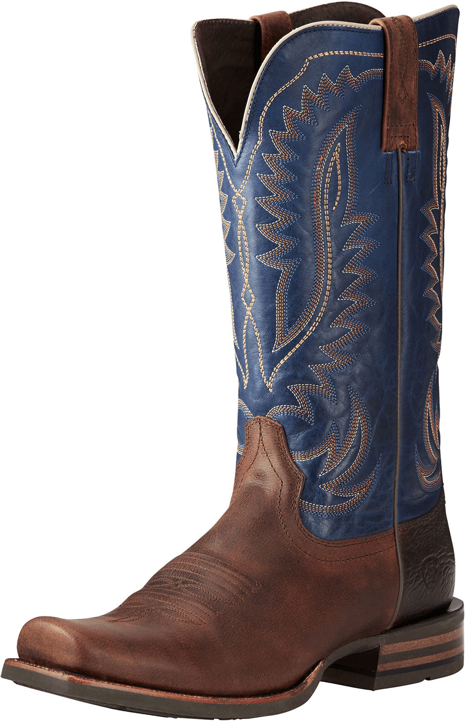Western Cowboy Boot Blue Brown Leather PNG