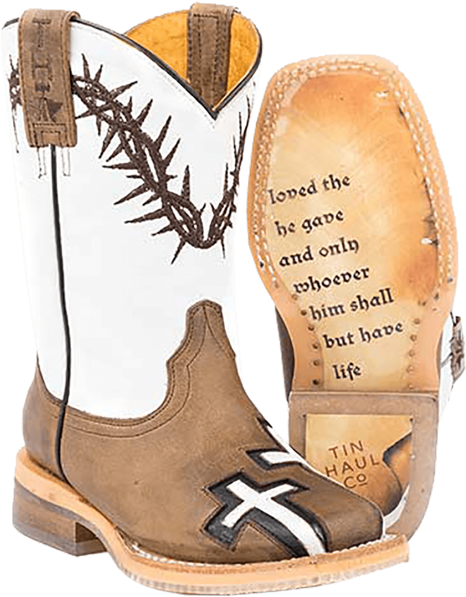 Western Cowboy Bootwith Cross Design PNG
